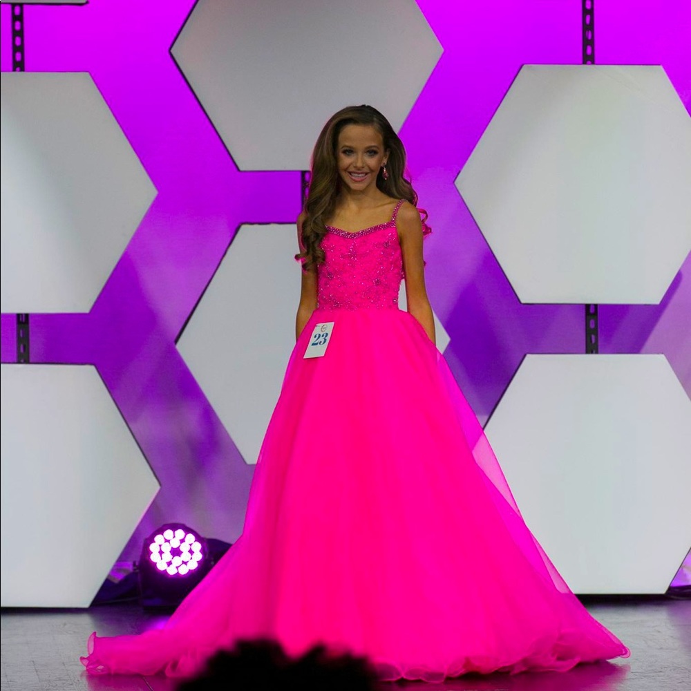 Girls Couture Pageant Gown, Rich vibrant pink